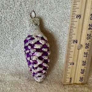 Purple Glitter glass Pinecone Ornament